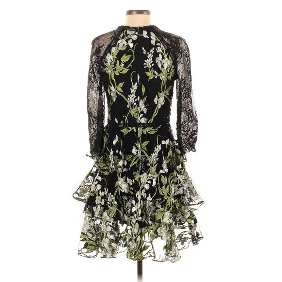 BNWOT Marchesa Notte Floral Embroidered Tulle Dress, Size 4 - Picture 7 of 8